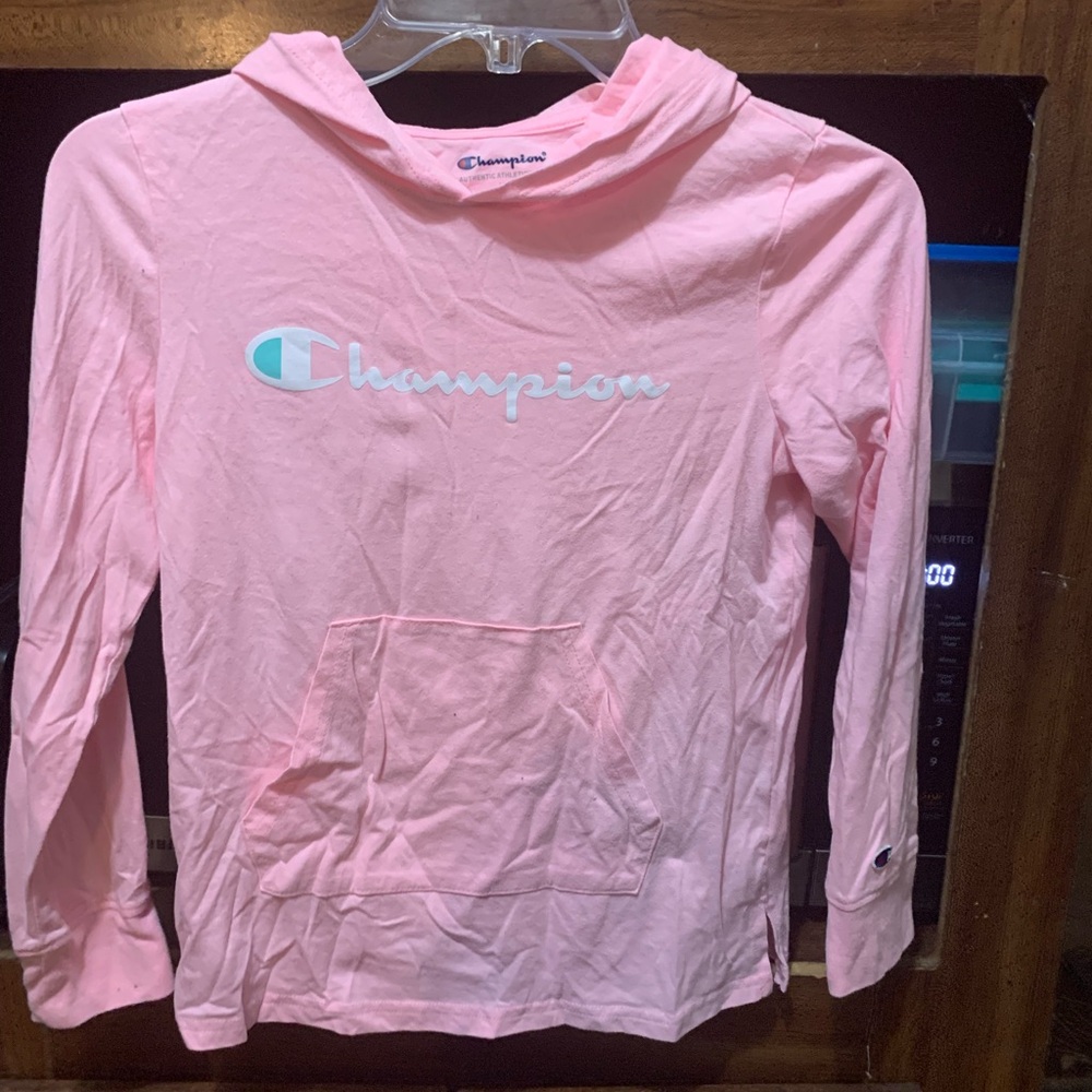Girls Champion long-sleeve hooded Tshirt